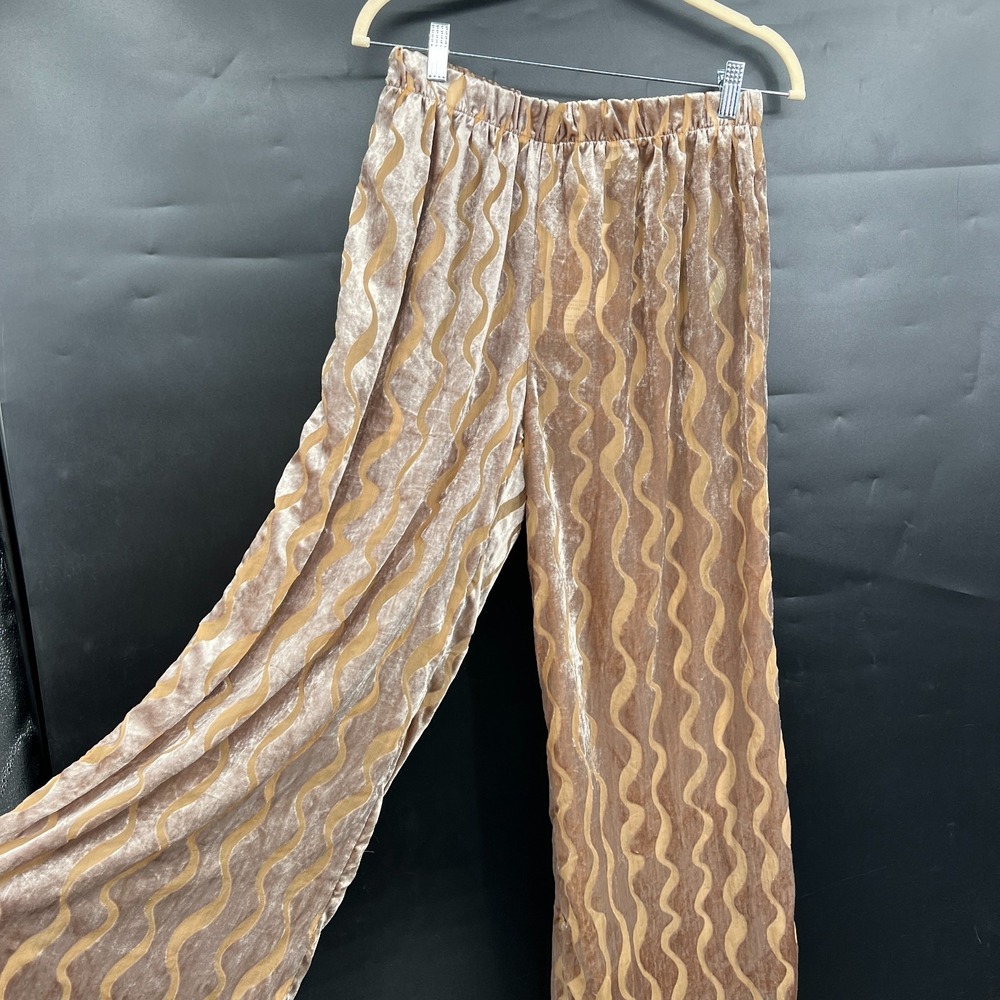 NEW Urban Renewal boho party funky Party Remnants Tan Velvet Burnout Pants M